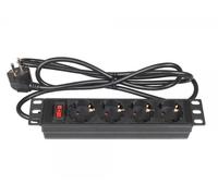 Good Connections - Regleta de 10 Pulgadas (PDU, 1HE) - Enchufe con protección de Contacto a 4 Tomas de Toma de Tierra - Interruptor, protección Infantil - Perfil de Aluminio - Negro