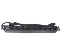 Good Connections - Regleta de 19 Pulgadas (PDU, 1HE), con 9 enchufes C14 y protección de Contacto para niños, Perfil de plástico, Color Negro