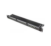 Good Connections® Patch Panel/Patch Panel - 19" - Server mount/rack mounting - Cat. 6, 500 MHz - 10-GIGABIT capable - 24-Port - 1U - STP shielded - Tool-free opening - Jet Black (RAL9005)