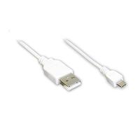 Alcasa USB 2.0 3m - Cable USB (3 m, USB A, Micro-USB B, 2.0, Blanco)