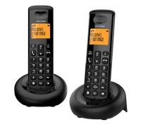 ALCATEL E160 Dúo - Teléfono Inalámbrico DECT - Diseño Compacto - Gran Pantalla Retroiluminada - Bloqueo de Llamadas No Deseadas - 3 Memorias Directas - 2 terminales - Negro