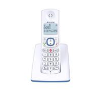 ALCATEL F530 - Teléfono inalámbrico DECT - Gran pantalla retroiluminada - Manos libres - Bloqueo de llamadas - 2 teclas de memoria directa - Blanco/Azul