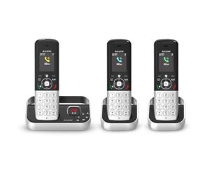 ALCATEL FX990 Voice Trío -Teléfono inalámbrico DECT con contestador de 50 minutos - Pantalla gráfica color de alta resolución - Manos libres - Bloqueo de llamadas - Timbre VIP - 3 teléfonos-Negro/Gris