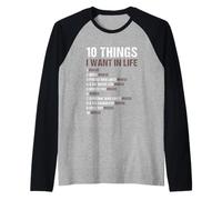 Alce 5 Cosas Que Quiero en la Vida Camiseta Manga Raglan