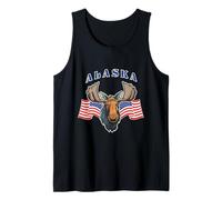 Alce de Alaska con Bandera Americana Recuerdo del Estado de Alaska Camiseta sin Mangas