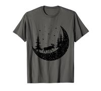 Alce En La Luna Bosque Árboles Al Aire Libre Vida Silvestre Camping Camiseta