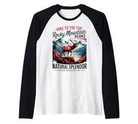 Alce en las Montañas Rocosas - Vintage Parque Nacional de las Montañas Rocosas Camiseta Manga Raglan