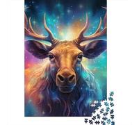 Alce Majestuoso Puzzle de 1000 Piezas Cartón Puzzle para Adultos Cielo Nocturno Fantasía Relajación Familiar Decoración Regalo Atención 52x38cm/1000pcs