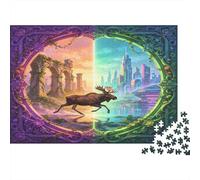 Alce Majestuoso Ruinas Fantásticas Puzzle de 1000 Piezas Puzzle para Adultos Ciudad Mágica Escena Nocturna Decoración Relajante Regalo 52x38cm/1000pcs