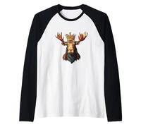Alce real en una corona para un ambiente lúdico Camiseta Manga Raglan