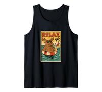 Alce Relajante Lindo Animal Vintage Relax Estampado Retro Camiseta sin Mangas