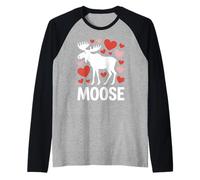 Alce San Valentín Corazón Amor Vida Silvestre Animal Naturaleza Camiseta Manga Raglan