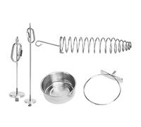 AlcheLHymist Juego de comedero para pájaros de Acero Inoxidable con Taza de Comida para Loros de 4 Piezas, comedero para pájaros Colgante portátil con Cesta de forrajeo y Tenedores de Frutas,
