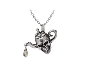 Alchemy Colgante England - Tetera de brebaje venenoso, collar de cristal con calavera, fantasía oscura