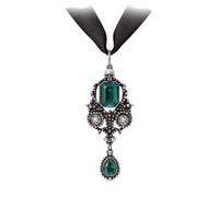 Alchemy Collar Joyas Perdidas de París England con colgante gótico de cristal verde