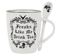 Alchemy England 1977 Freaks Like Me Drink Tea Unisex Taza Blanco-Negro, Porcelana,