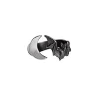 Alchemy England Anillo Lunatious Joyería gótica de murciélago Vampiro y Luna Creciente, Gris, L-N