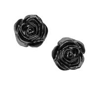 Alchemy Gothic Black Rose Studs Pair of Earrings