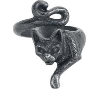 Alchemy Gothic Le Chat Noir Ring Mujer Anillo Negro S-M Peltre