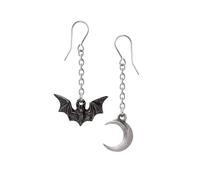 Alchemy Pendientes Lunatious England - Joyería Colgante de murciélago gótico y Luna Creciente