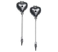 Alchemy Gothic Witches Heart Mujer Set de Pendientes Plateado, Peltre,