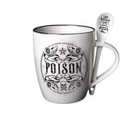 Alchemy Juego de taza y cuchara de cerámica con diseño de calavera gótica, para té y café, England