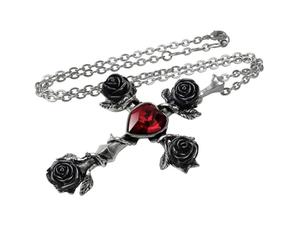 Alchemy of England Gothic Colgante Rosifix Negro, Estaño, Cristal
