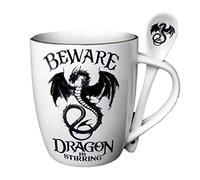 Alchemy of England - Juego de taza y cuchara gótico con dragón negro (13 onzas)