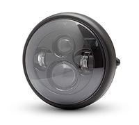 Alchemy Parts Moto Proyector Faro - LED 7.7" Negro Mate 12V 66W para Cafe Racer & Motocicleta - Llano