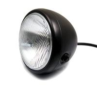 Alchemy Parts Motocicleta Faro - Negro Mate Acero - 6 3/4" Pulgadas 12V 55W H4 para Cafe Racer Project