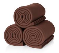 ALCLEAR 3 Piezas de Mantas de vellón Oeko Tex, Color marrón Chocolate, Gran tamaño 130x160 cm, más de 200 g/m2, Manta de sofá, Picnic