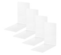 Alco-Albert 4301-10-4 - Sujetalibros de Metal, 4 Piezas, Blanco, 14 x 14 x 8,5 cm, para la Escuela, la Oficina y el hogar