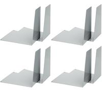 Alco-Albert 4304-29 - Sujetalibros (Metal, 120 x 140 x 145 mm, Forma de cuña, 1 par), Color Gris (Paquete de 4)