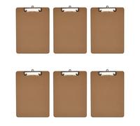 Alco-Albert 5522-16 - Portapapeles DIN A4, 6 portapapeles de fibra de madera, base para escribir con pinza metálica y gancho para colgar