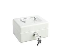 Alco-Albert 840-10 - Caja de dinero con cerradura pequeña, 152 x 119 x 76 mm, caja de dinero con compartimento para monedas, 2 llaves, blanco