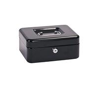 Alco-Albert 841-11 - Caja registradora con cerradura, pequeña, 195 x 145 x 80 mm, caja registradora con compartimento para monedas, 2 llaves, negra