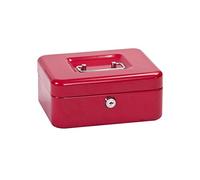 Alco-Albert 841-12 - Caja de dinero con cerradura, pequeña, 195 x 145 x 80 mm, caja de dinero con compartimento para monedas, 2 llaves, rojo