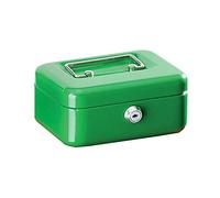 Alco-Albert 841-18 - Caja de dinero con cerradura, pequeña, 195 x 145 x 80 mm, caja con compartimento para monedas, 2 llaves, verde