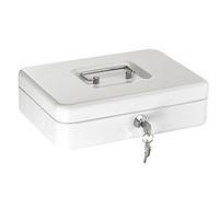 Alco-Albert 842-10 - Caja de dinero con cerradura, 250 x 170 x 75 mm, caja de dinero con compartimento para monedas, 2 llaves, blanco