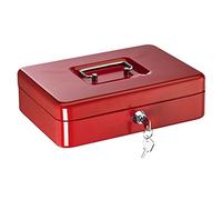 Alco-Albert 842-12 - Caja de dinero con cerradura, 250 x 170 x 75 mm, caja de dinero con compartimento para monedas, 2 llaves, rojo