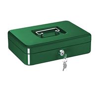 Alco-Albert 842-18 - Caja de dinero con cerradura, 250 x 170 x 75 mm, caja de dinero con compartimento para monedas, 2 llaves, verde