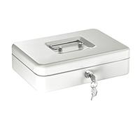 Alco-Albert 842-29 - Caja de dinero con cerradura, 250 x 170 x 75 mm, caja de dinero con compartimento para monedas, 2 llaves, gris