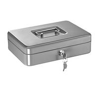 Alco-Albert 842-36 - Caja de dinero con cerradura, 250 x 170 x 75 mm, caja de dinero con compartimento para monedas, 2 llaves, plateada
