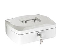 Alco-Albert 8420-10 - Caja de dinero con cerradura, caja registradora con tablero para contar monedas, 2 llaves, 255 x 90 x 200 mm, blanco