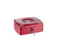 Alco-Albert 8420-12 - Caja de dinero con cerradura, caja registradora con tablero para contar monedas, 2 llaves, 255 x 90 x 200 mm, rojo