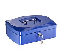 Alco-Albert 8420-15 - Caja de dinero con cerradura, caja registradora con tablero para contar monedas, 2 llaves, 255 x 90 x 200 mm, azul