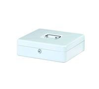 Alco-Albert 843-10 - Caja de dinero con cerradura, 310 x 225 x 75 mm, caja de dinero con compartimento para monedas, 2 llaves, blanco