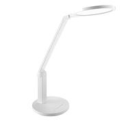 ALCO-Albert 961-10 Lámpara LED para escritorio/estación de trabajo con base redonda, blanca, regulable, 76 LED, plástico, 15 vatios, aprox. 20 x 20 x 46,5 cm