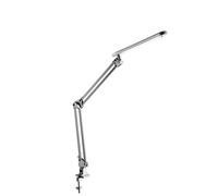 Alco-Albert 962-28 - Lámpara LED para escritorio/lugar de trabajo con pinza de escritorio y práctico brazo doble, plateada, interruptor on/off, 20 LED, plástico, 7 vatios, aprox. 62 x 4,5 x 50 cm