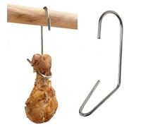 AlcoFermBrew 10 Ganchos para Ahumar Pollo - Para Aves y Carnes, Ahumador Eléctrico y de Jardín, Acero Inoxidable